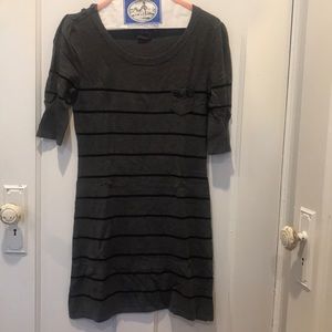 Grey striped sweater dress